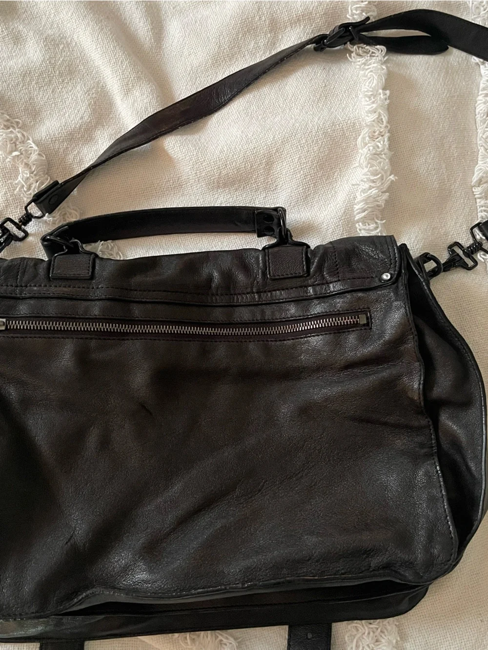 Proenza Schouler large PS1 Black Leather Satchel messenger bag
